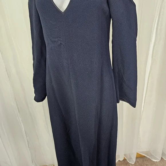 Joseph Aboud Deep Navy Blue Strappy Off-Shoulder Long Sleeve Dress Size 8 - Picture 4 of 14